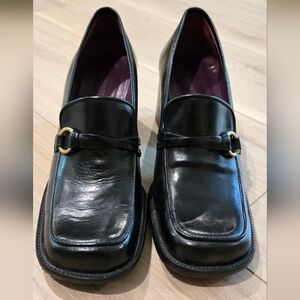 Kenneth Cole New York Heeled Black Leather Loafers